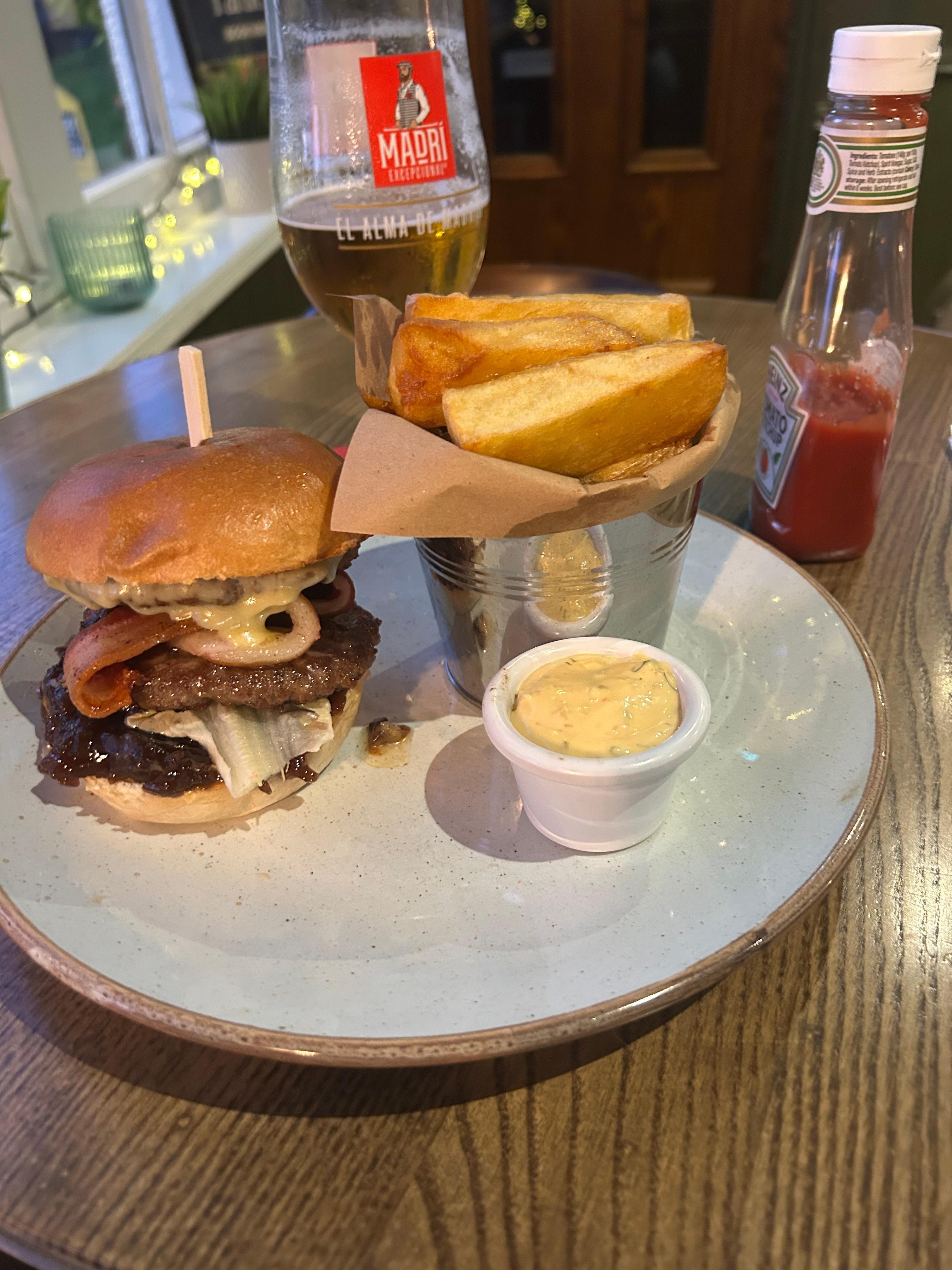 Dinner. The bacon burger. 