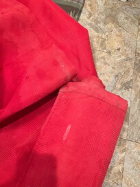Stained shower curtain