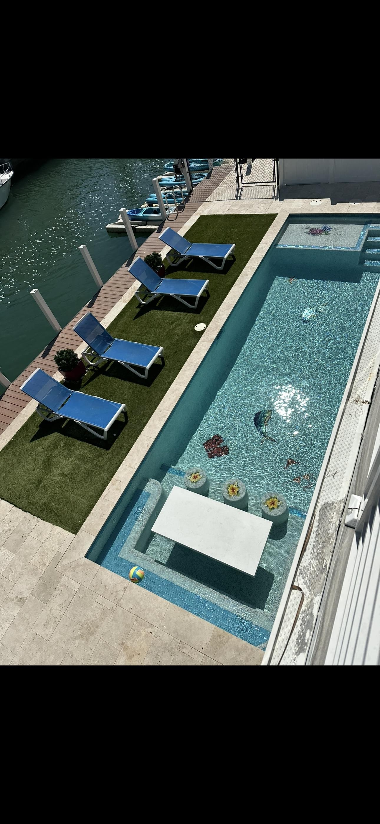 View of the pool from the upper deck