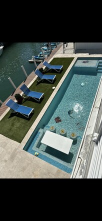 View of the pool from the upper deck