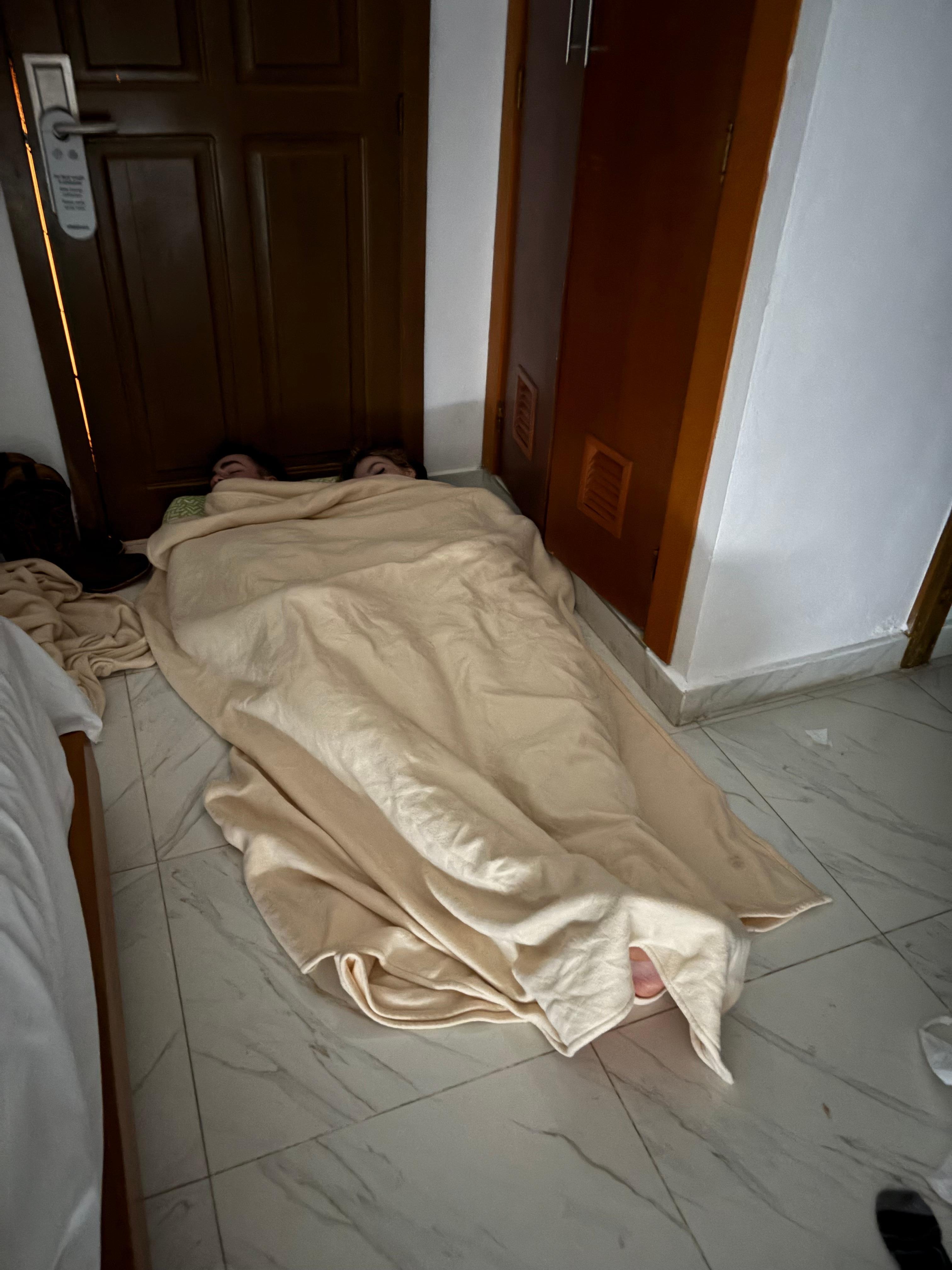 Three people sleeping on floor first night.  Two rooms reserved but  staff offered only one room. 
