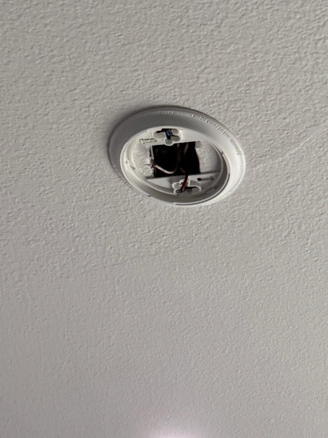 Missing smoke detector, bare wires