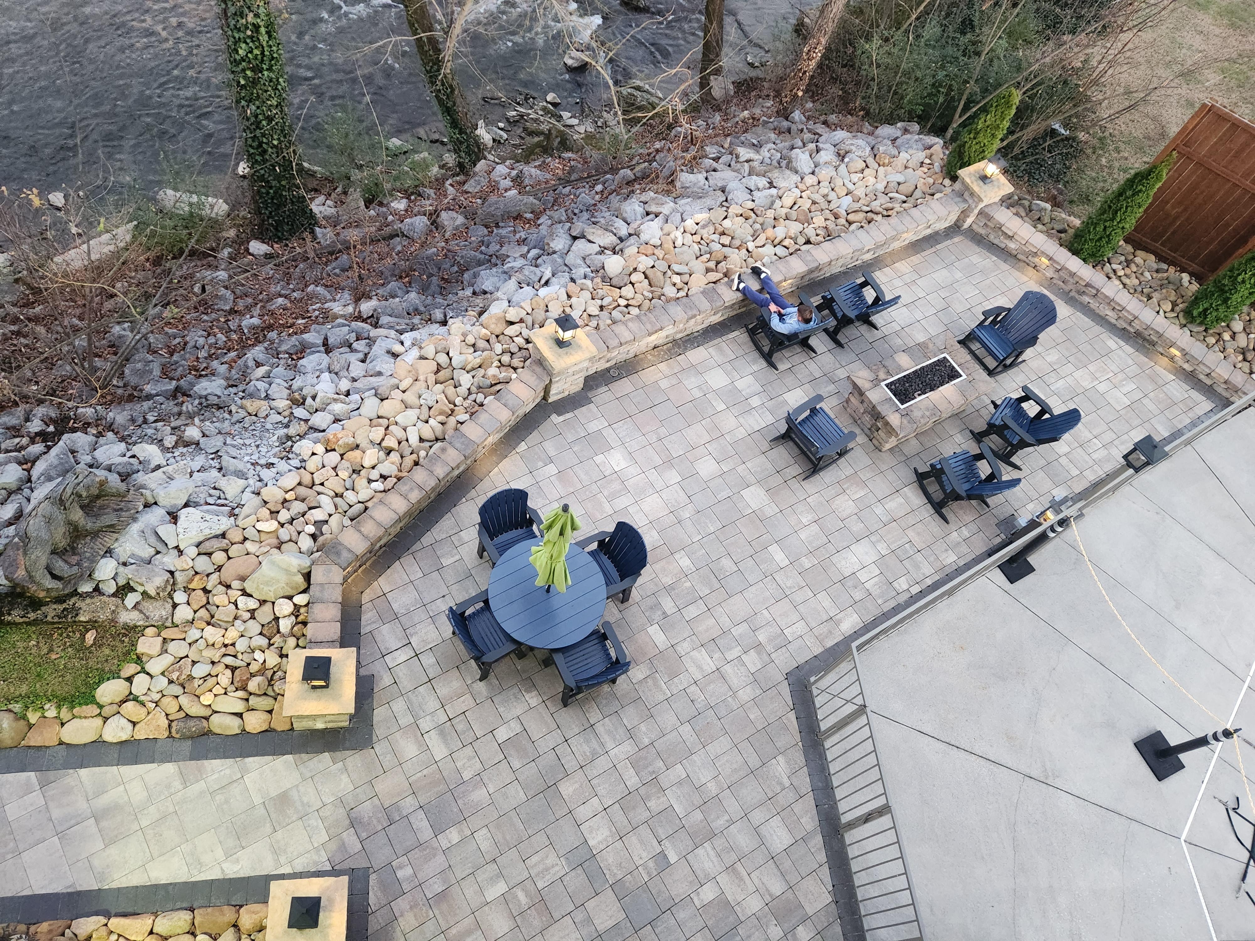 Patio are with seating and fire pit