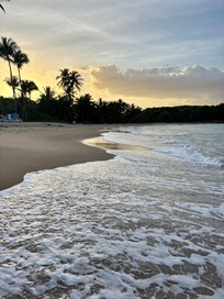 Watching the sunset on the beach at the resort
