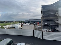 Construction site in front of hotel
