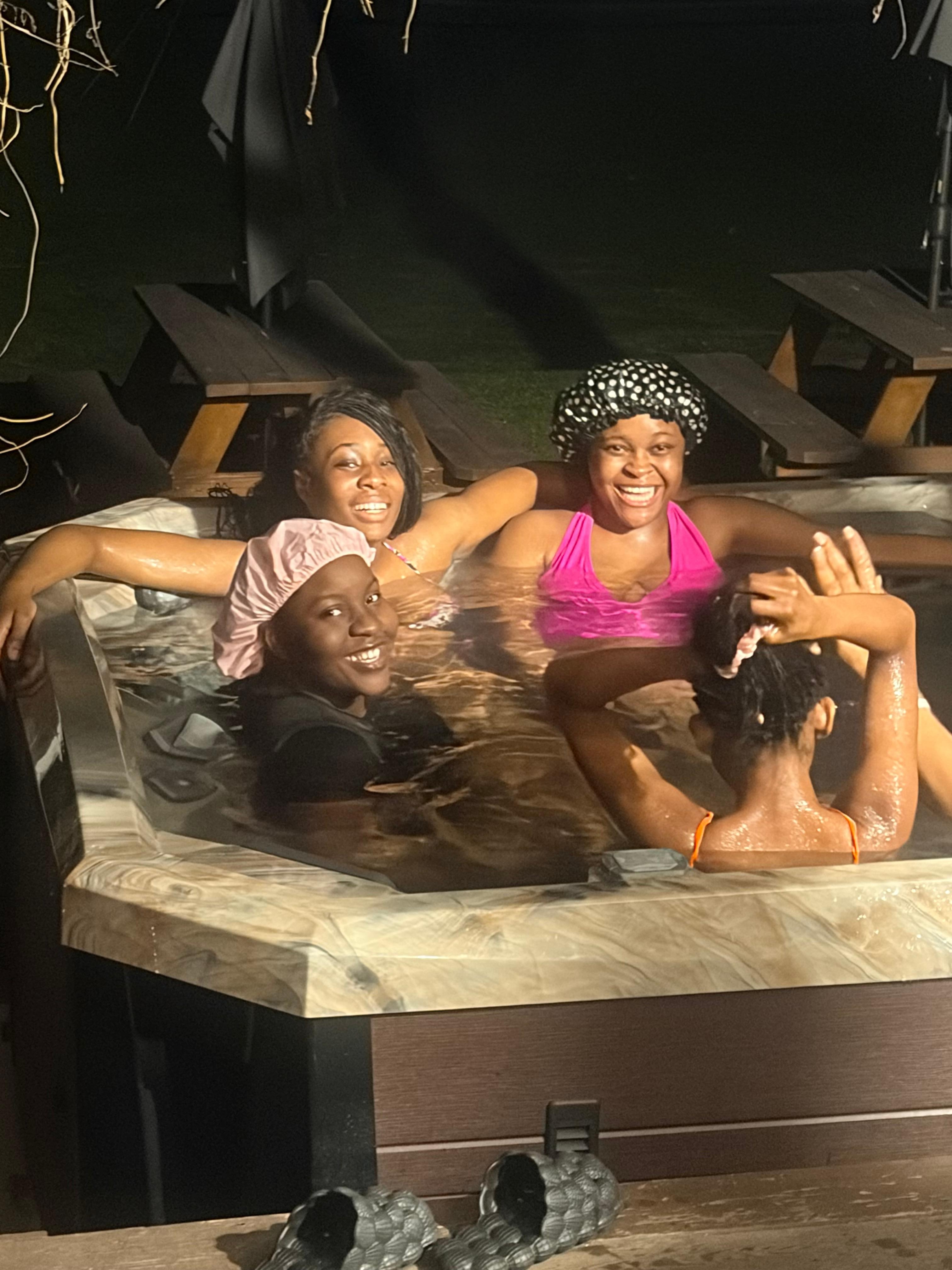 Some of the ladies enjoying the hot tub