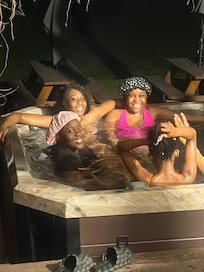 Some of the ladies enjoying the hot tub