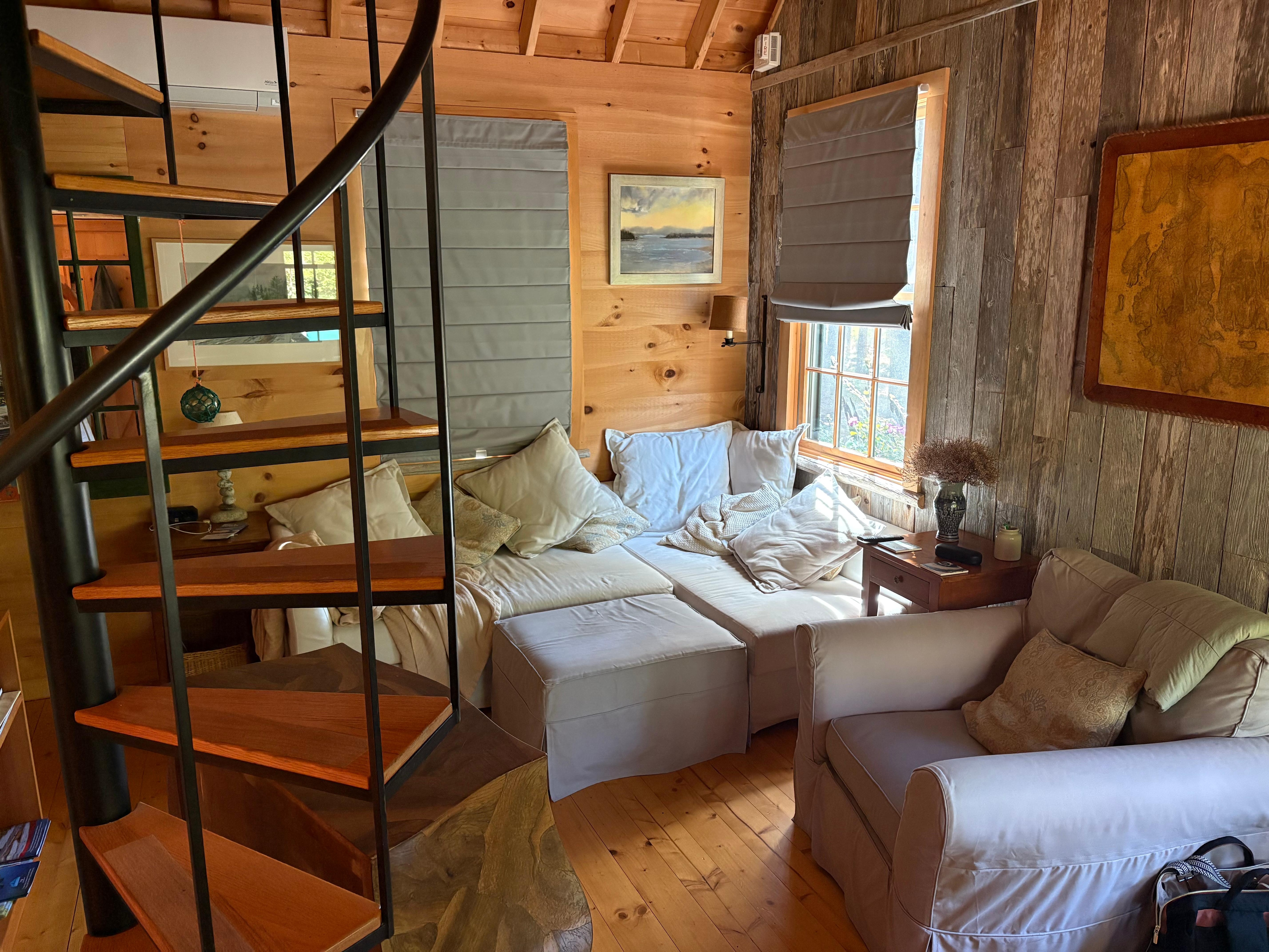 Spiral staircase to the bedroom