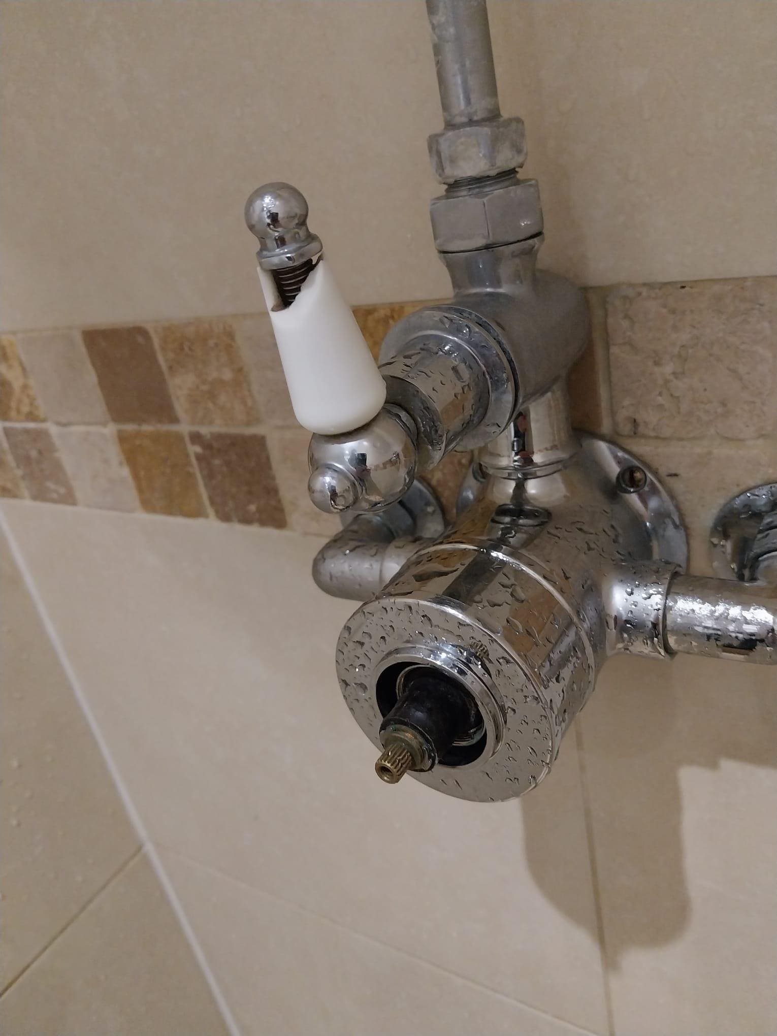 Broken shower control