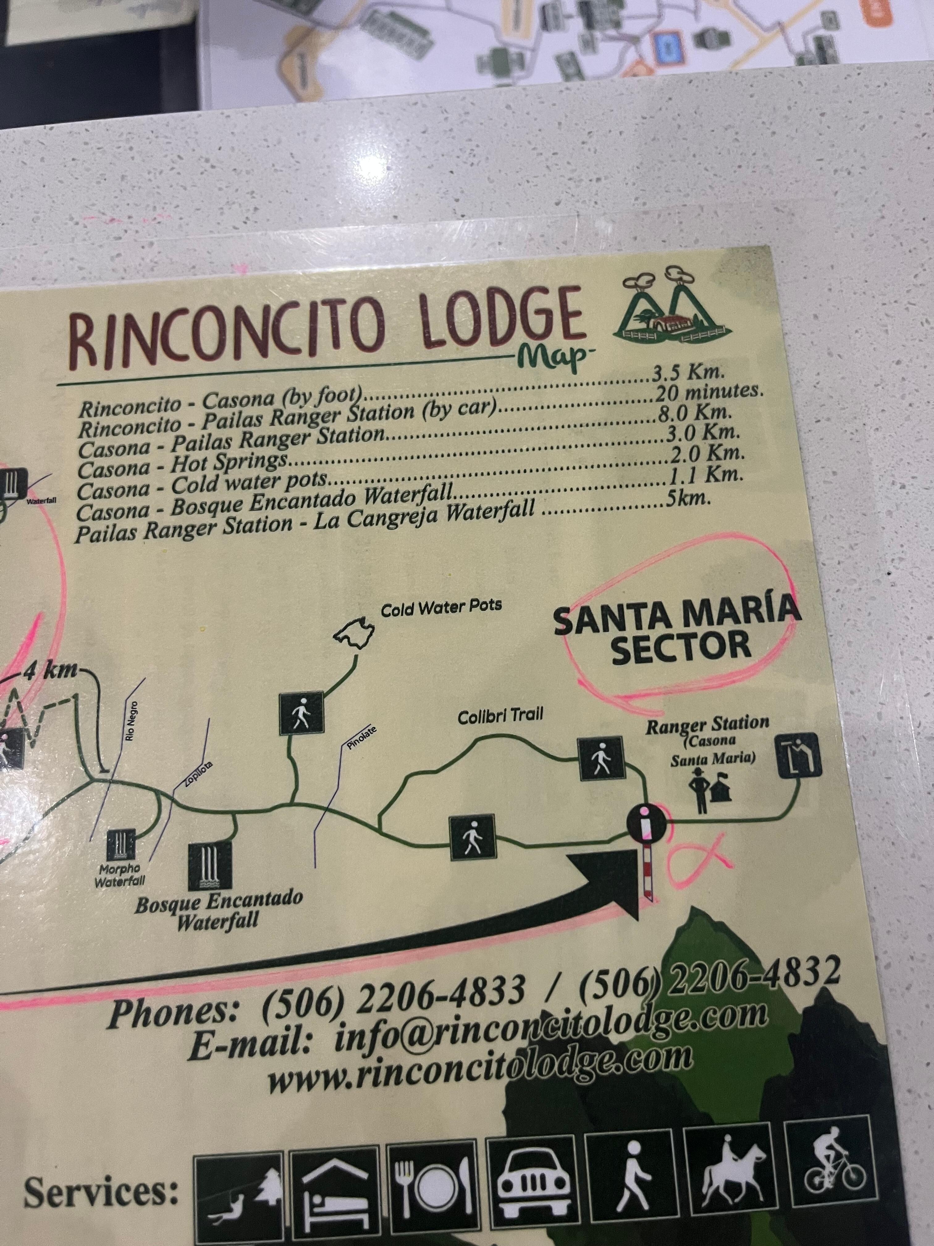 Map of hotel and park trails/features