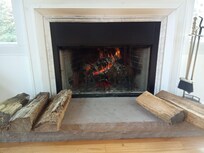 Wood Fireplace in the "sun room"