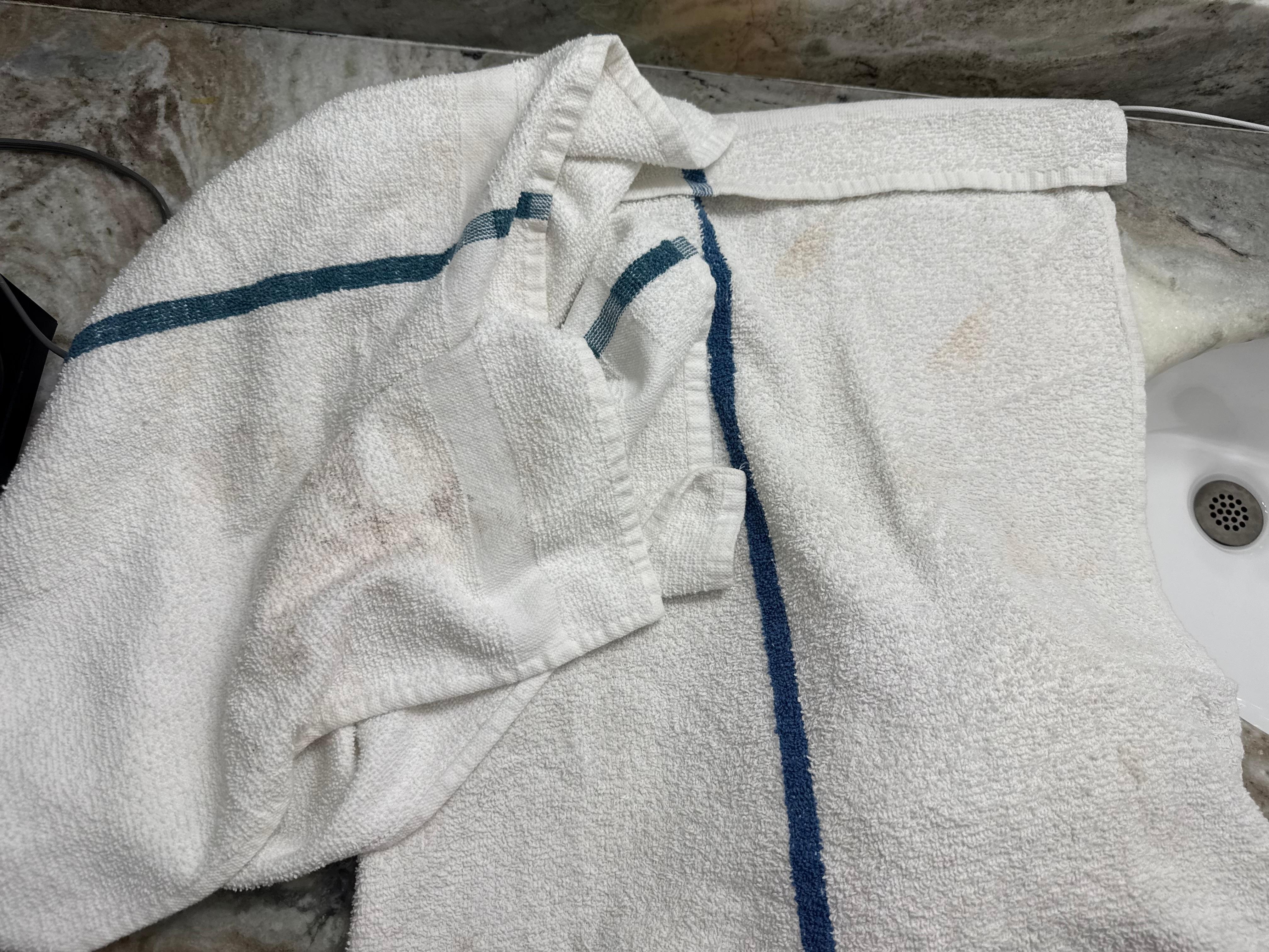 Stained towels