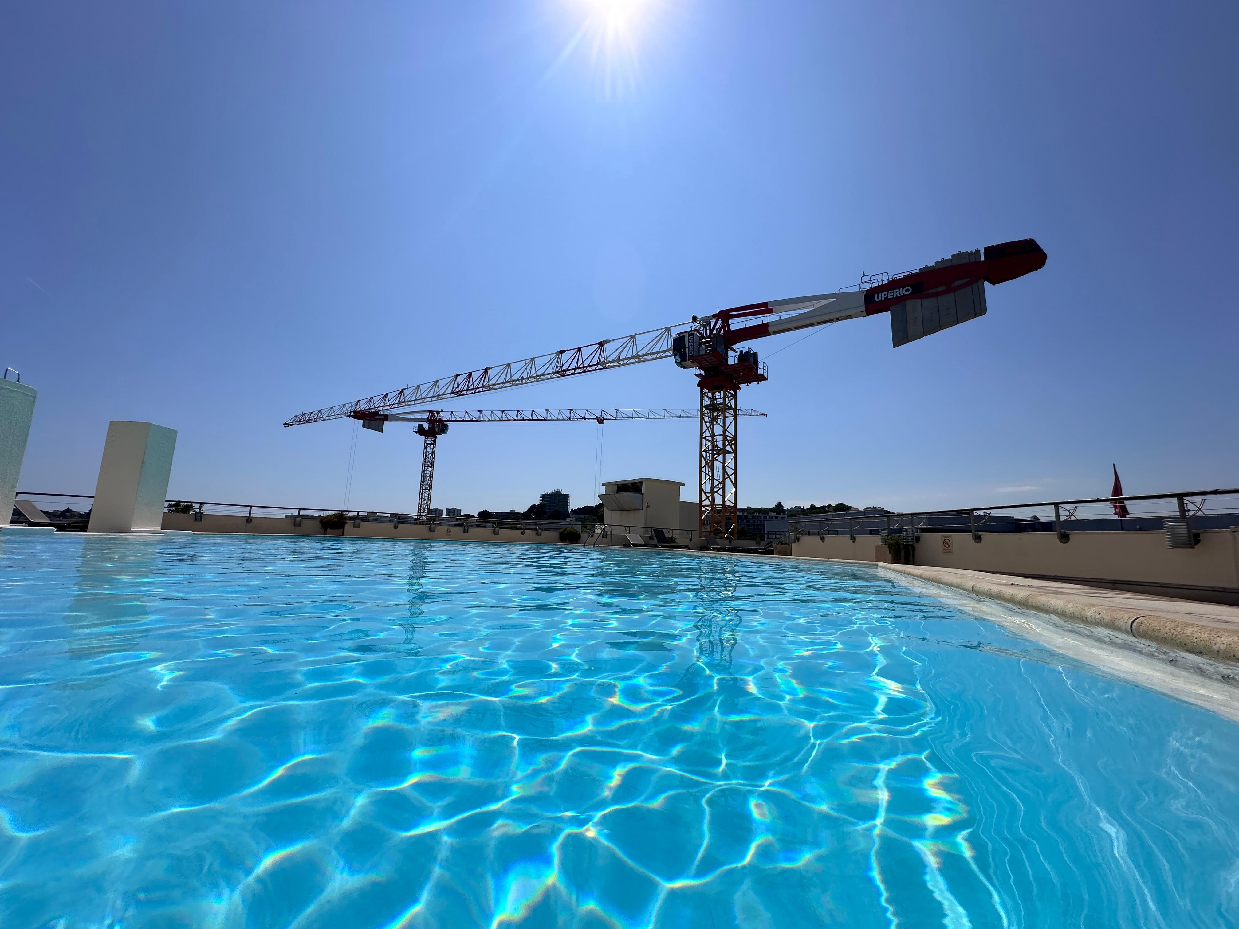 Rooftop pool & crane 