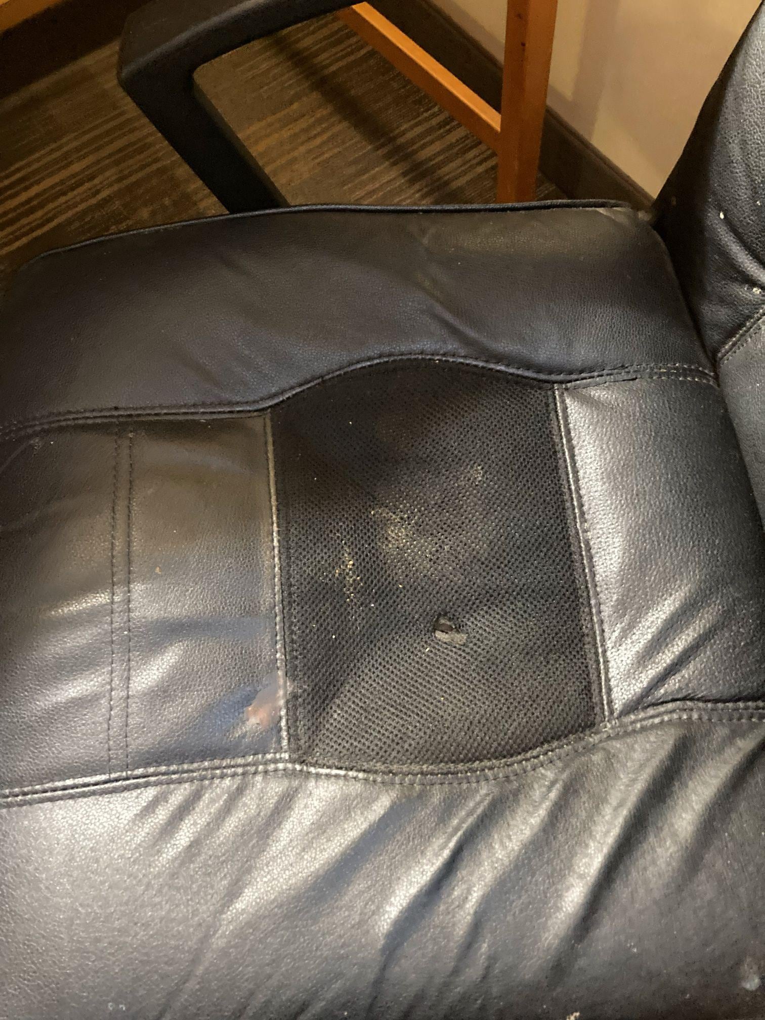 seat stained and torn 