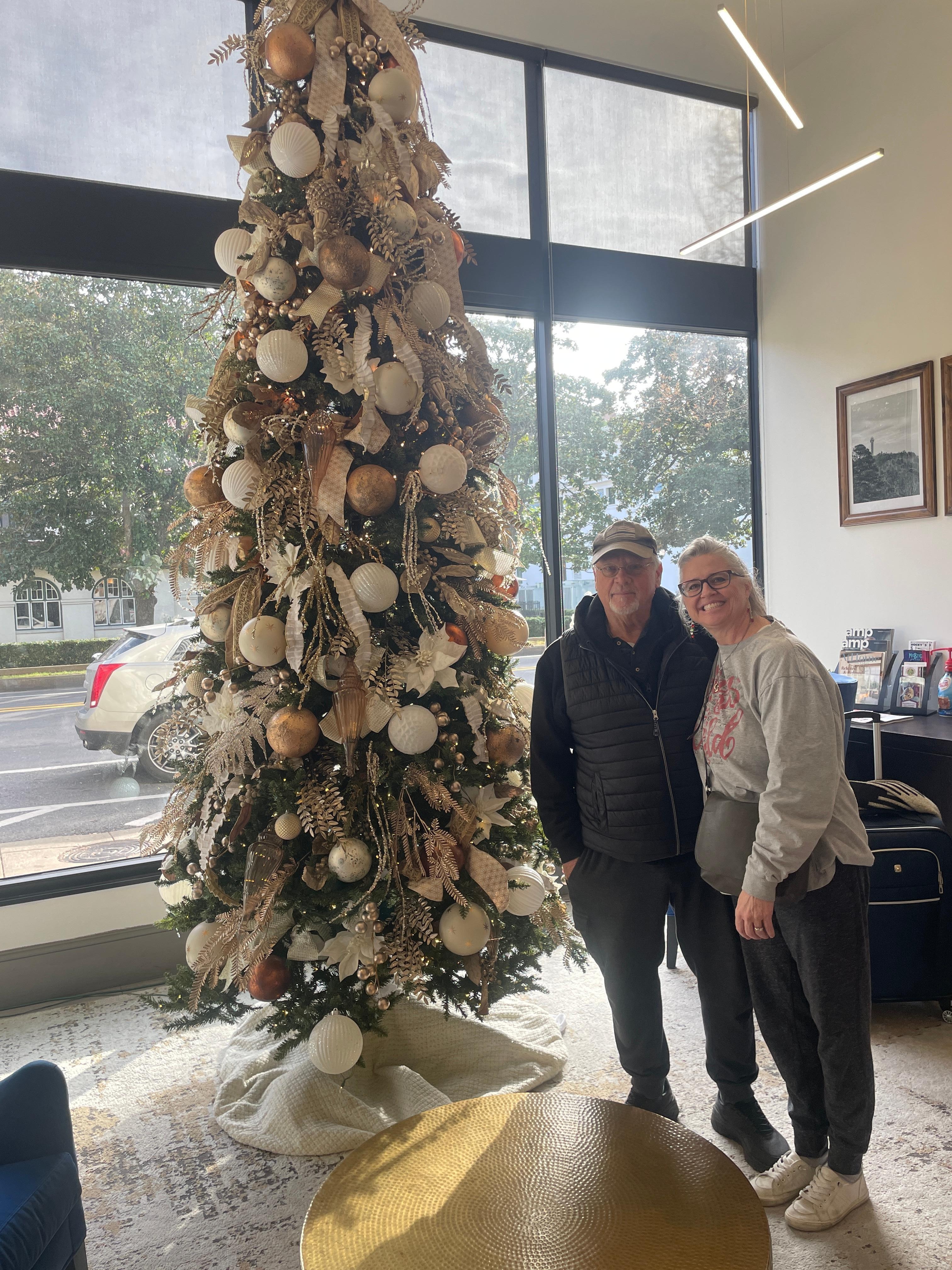 Christmas tree in the hotel lobby