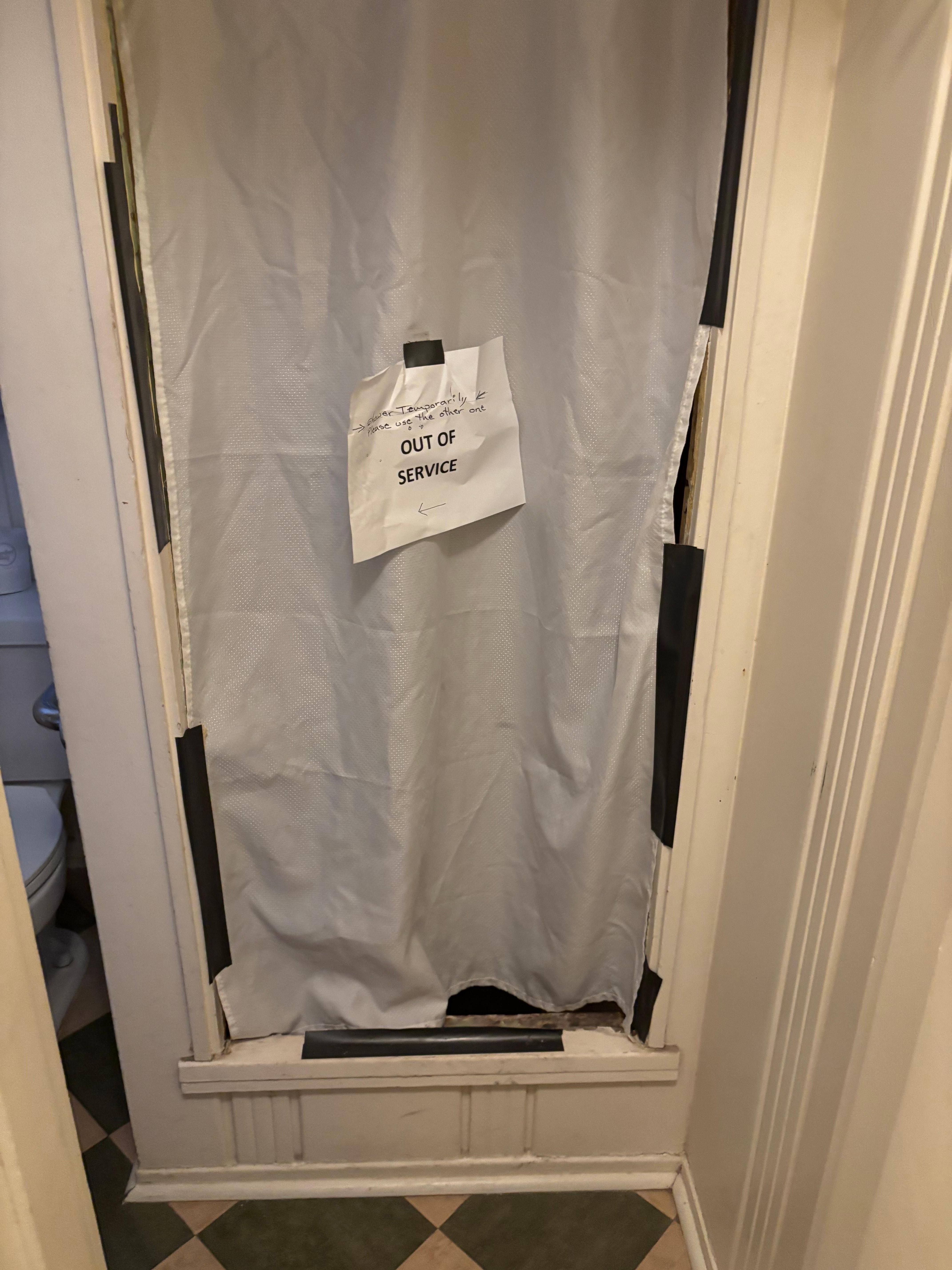 shower didn't work.  Shared bath, other option was clawfoot tub other end of the hall.