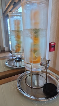 Water in the lobby. It was hot so much appreciated