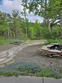 fenced yard w peaceful fountain