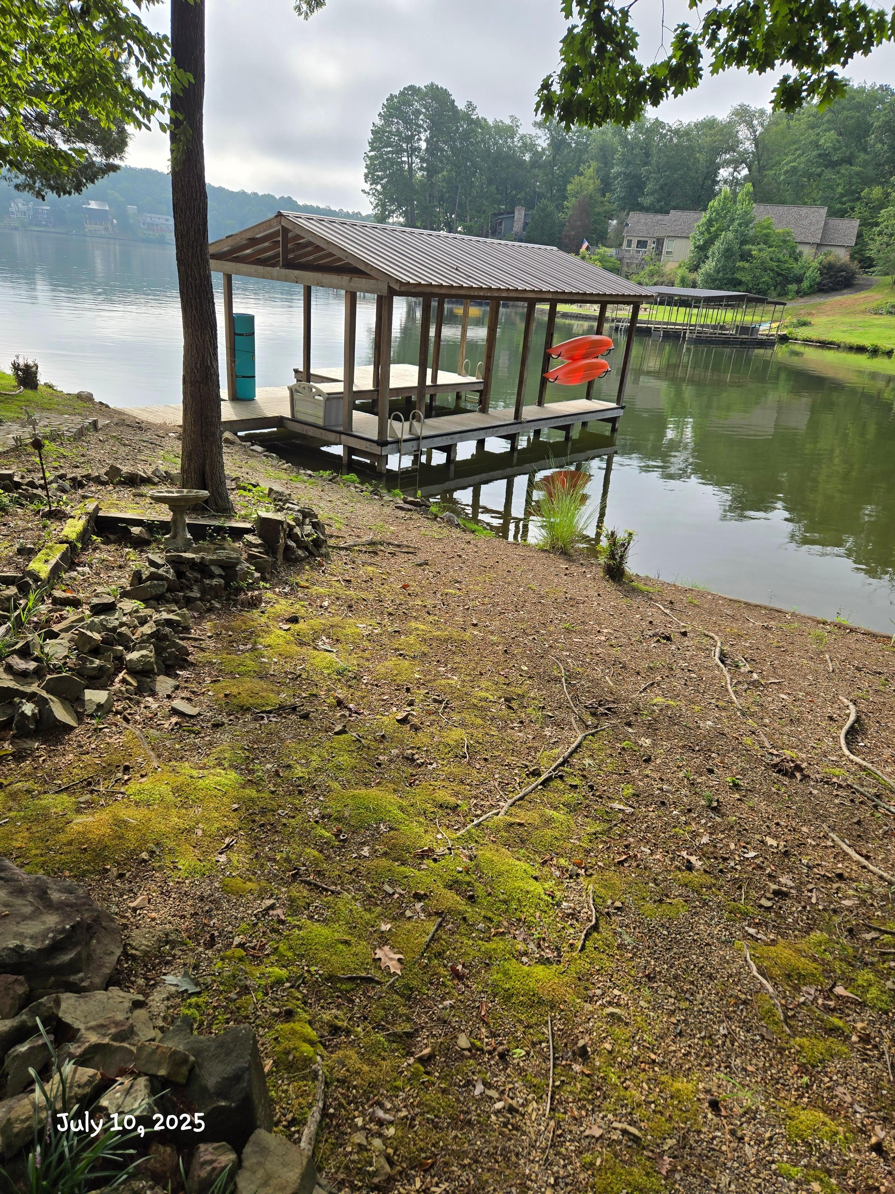 Dock with kayaks and "lily pad"