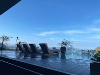 The total number of pool chairs. Notice no shade.