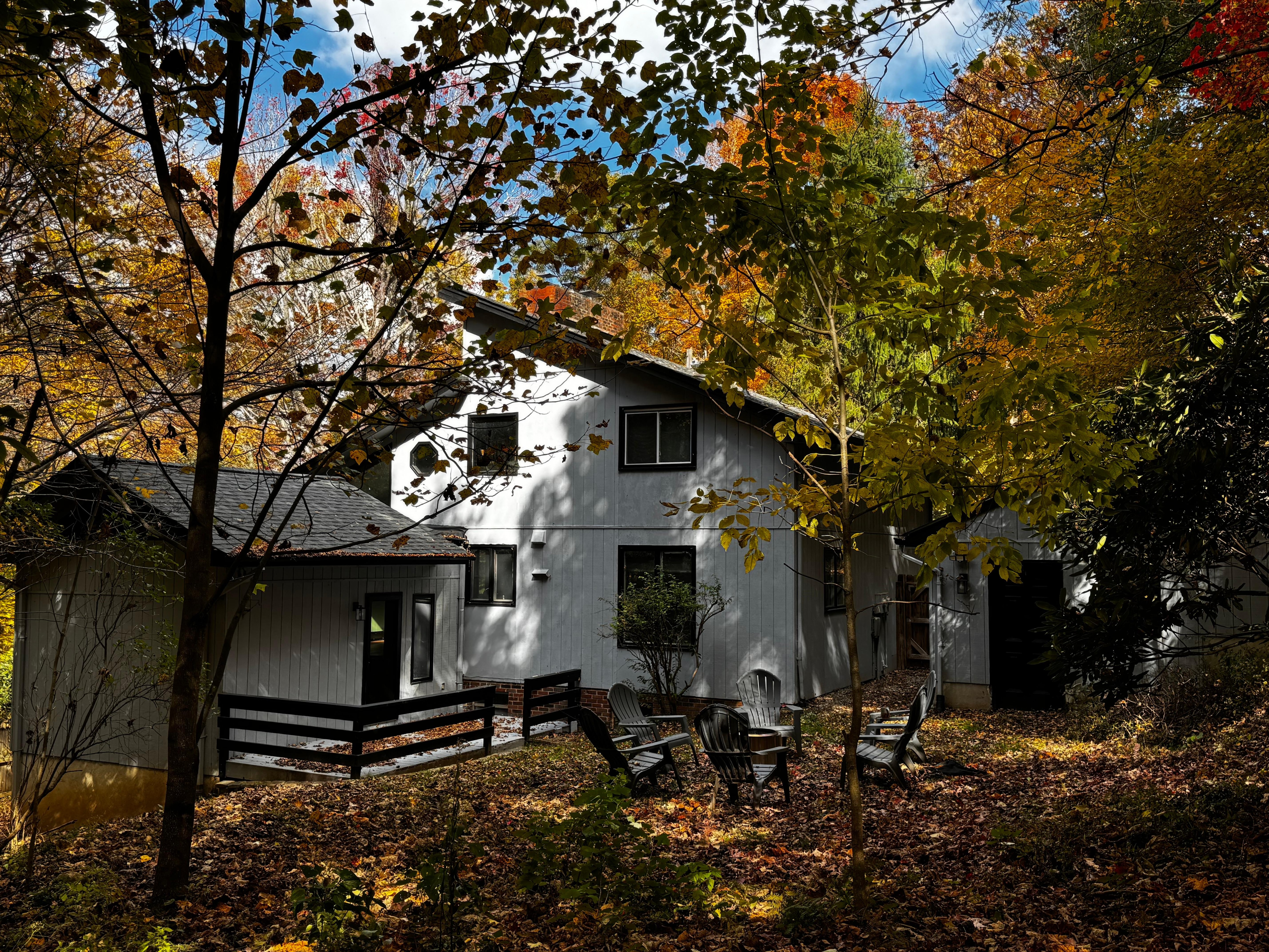 A view of the back of the house from the AMAZING fenced in yard.
