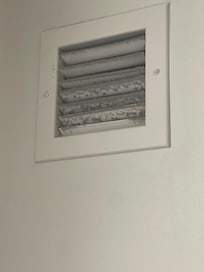 The bathroom vent was full of dust