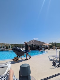 Cleaners were mopping, wheelbarrow of rubbish and workers all morning next day