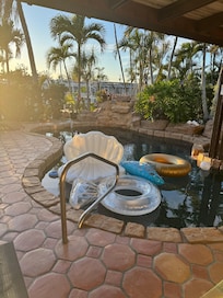 Partial pool view Back patio