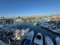 Condo balcony view of bay marina