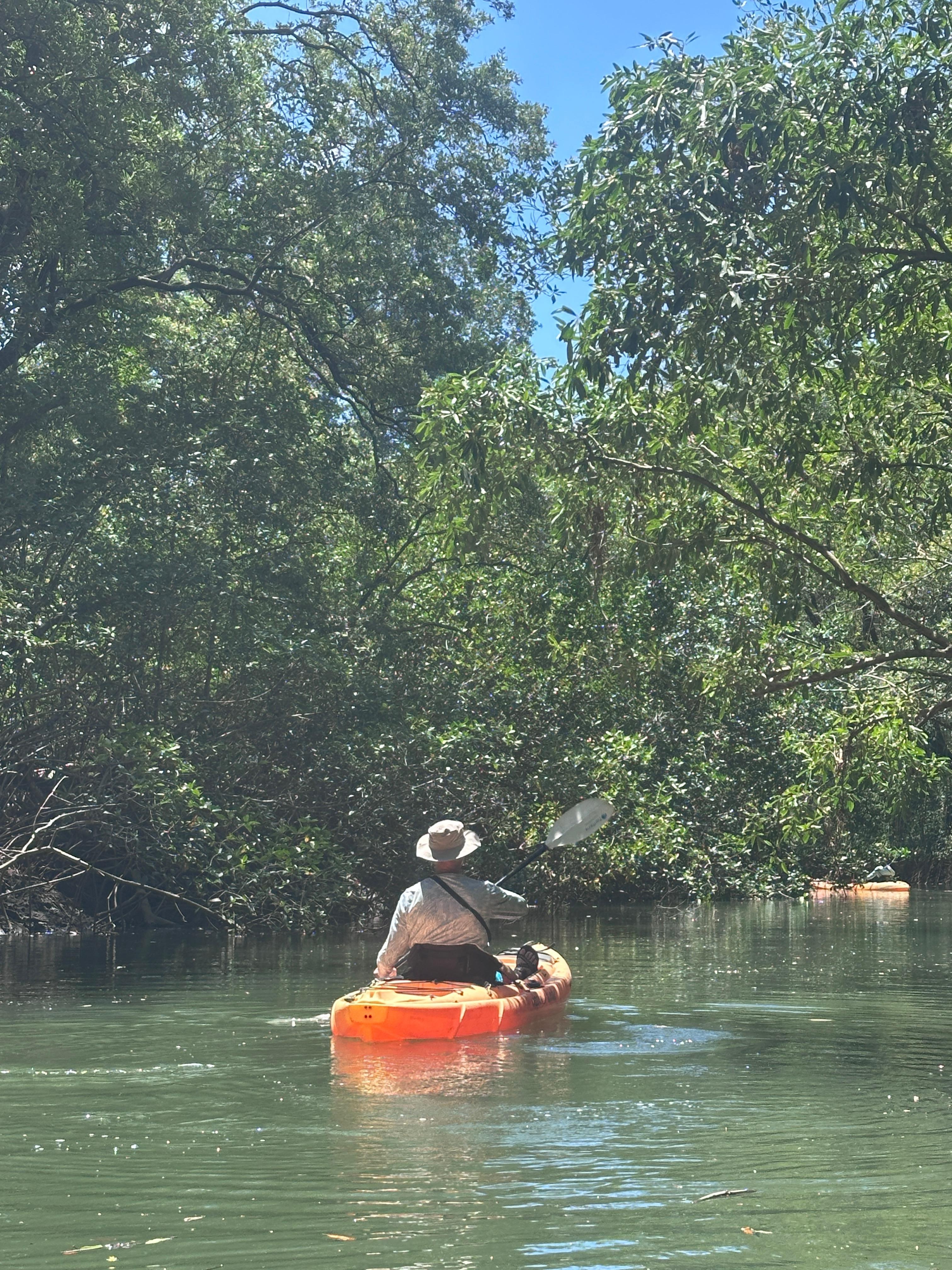 Kayaking up the river in the Preserve with Gabriella. 