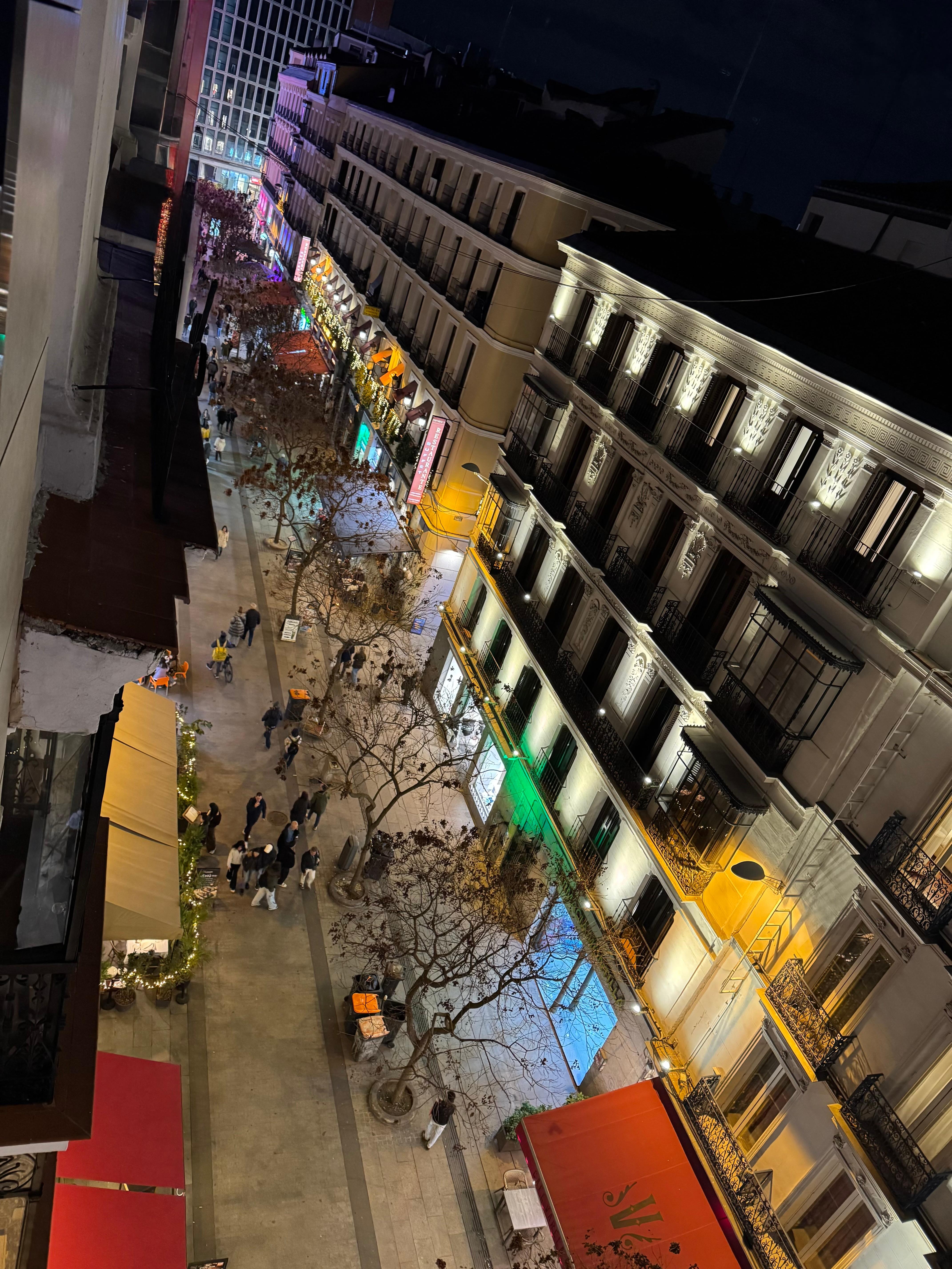 View from our room to the pedestrian street with numerous restaurants of all kinds 