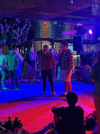 Beer chugging contest and dancing