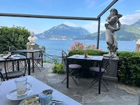 Excellent restaurant on the water, beach chairs, hot tub