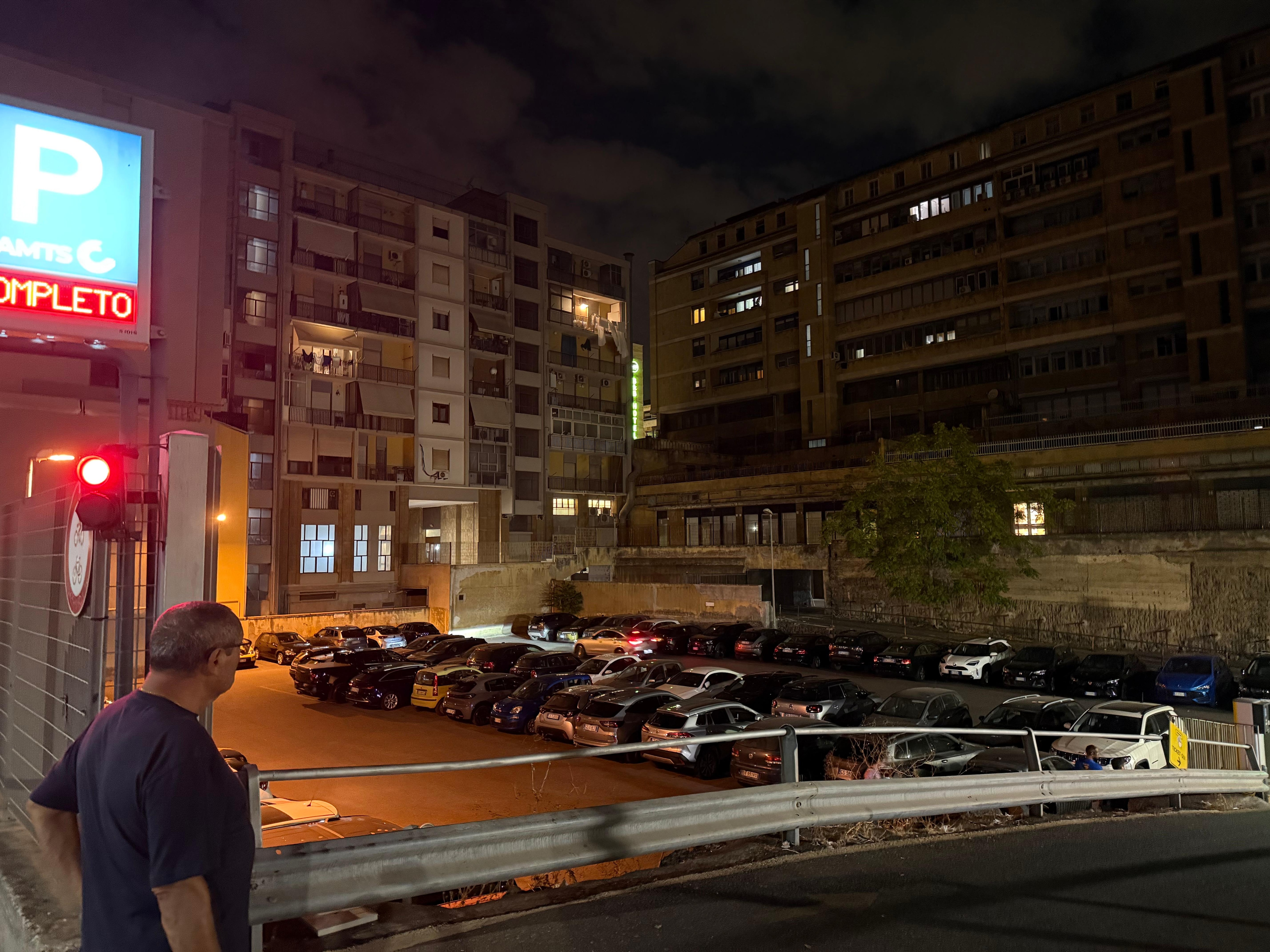 a parking lot nearby