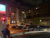 a parking lot nearby