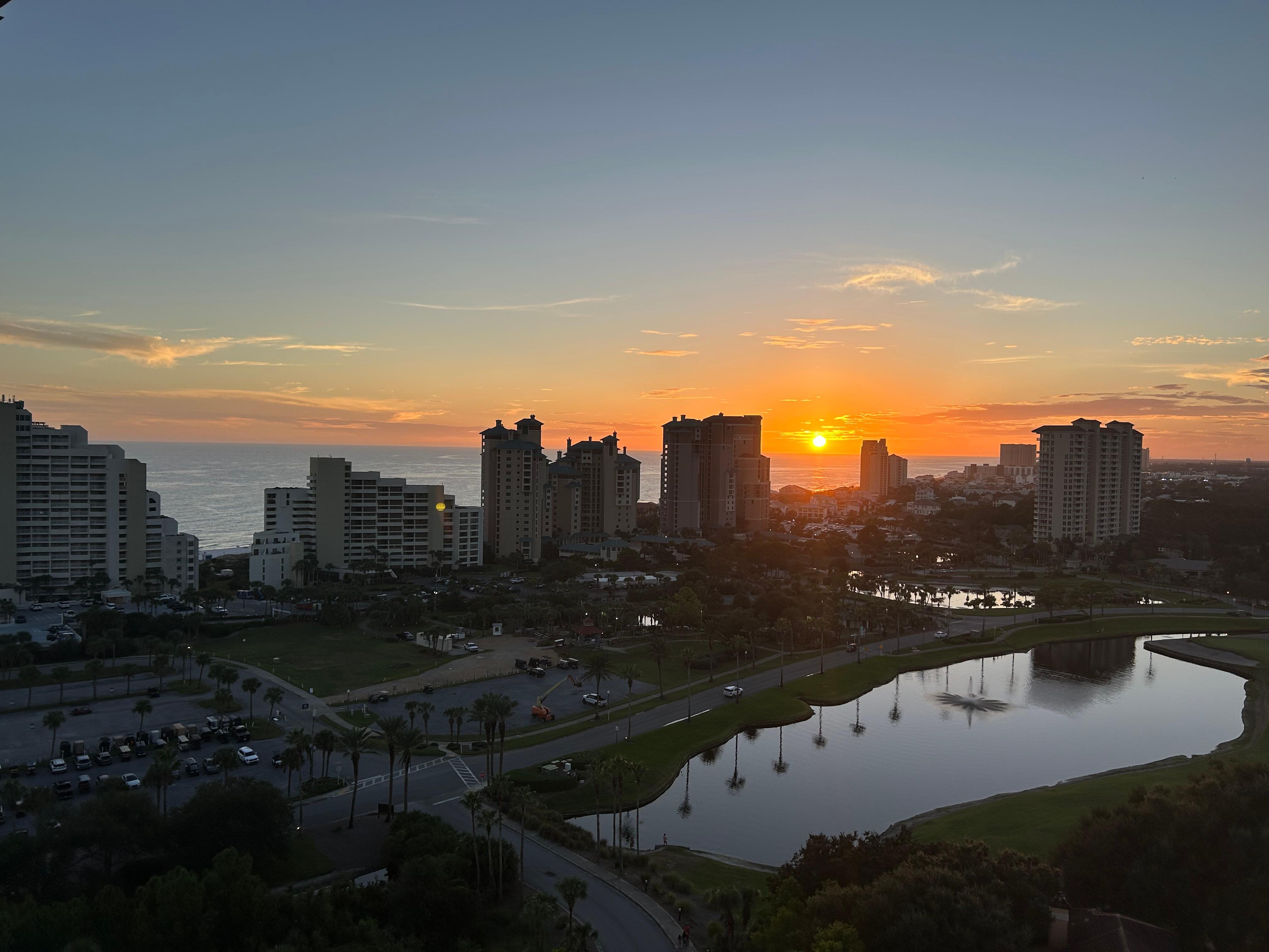 Beautiful sunset as seen from the balcony looking over Sandestin Resort. 
