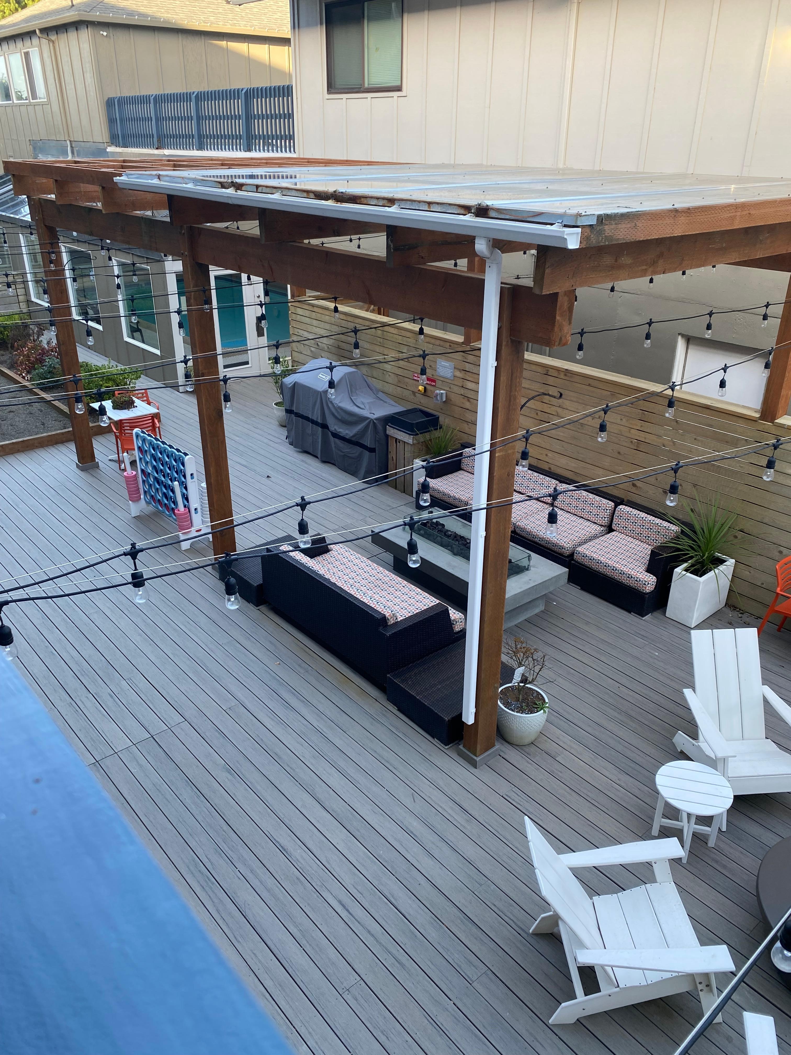 Entertainment area. Games, fire pits, BBQ, Dog area and just a place to chill. 