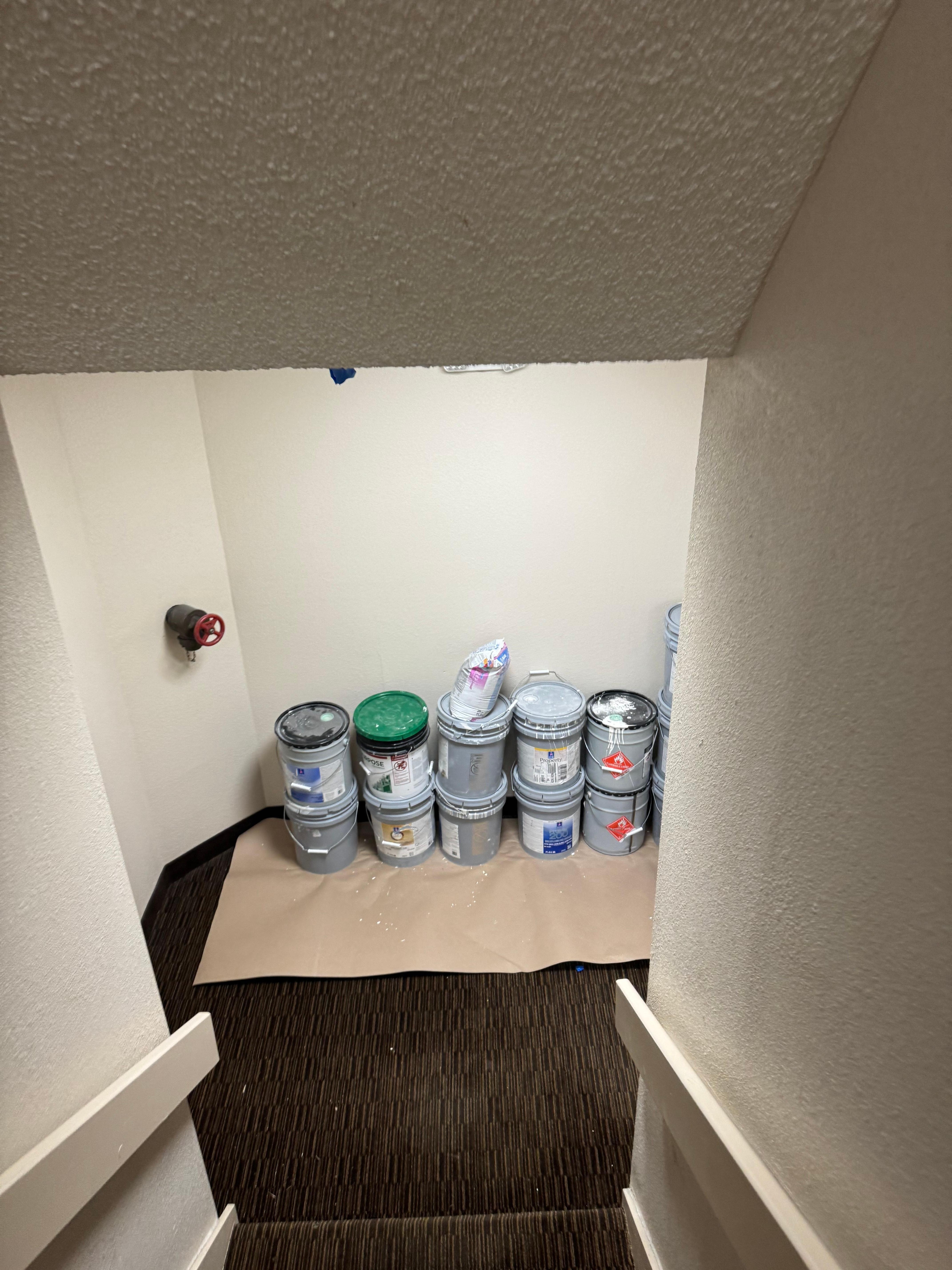 Construction materials in the stairwell