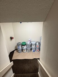 Construction materials in the stairwell