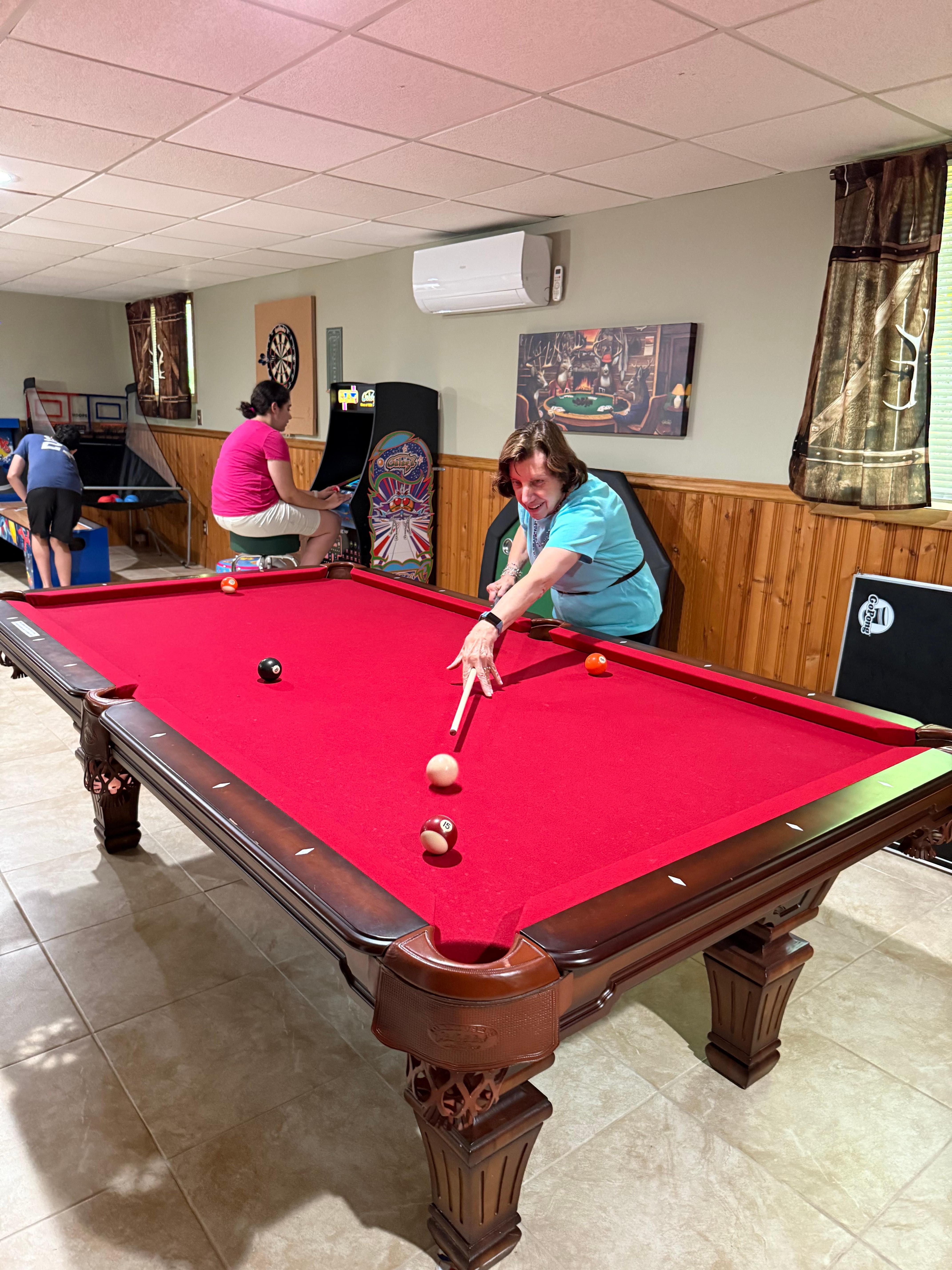 Having fun in the game room 