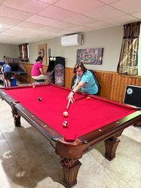 Having fun in the game room