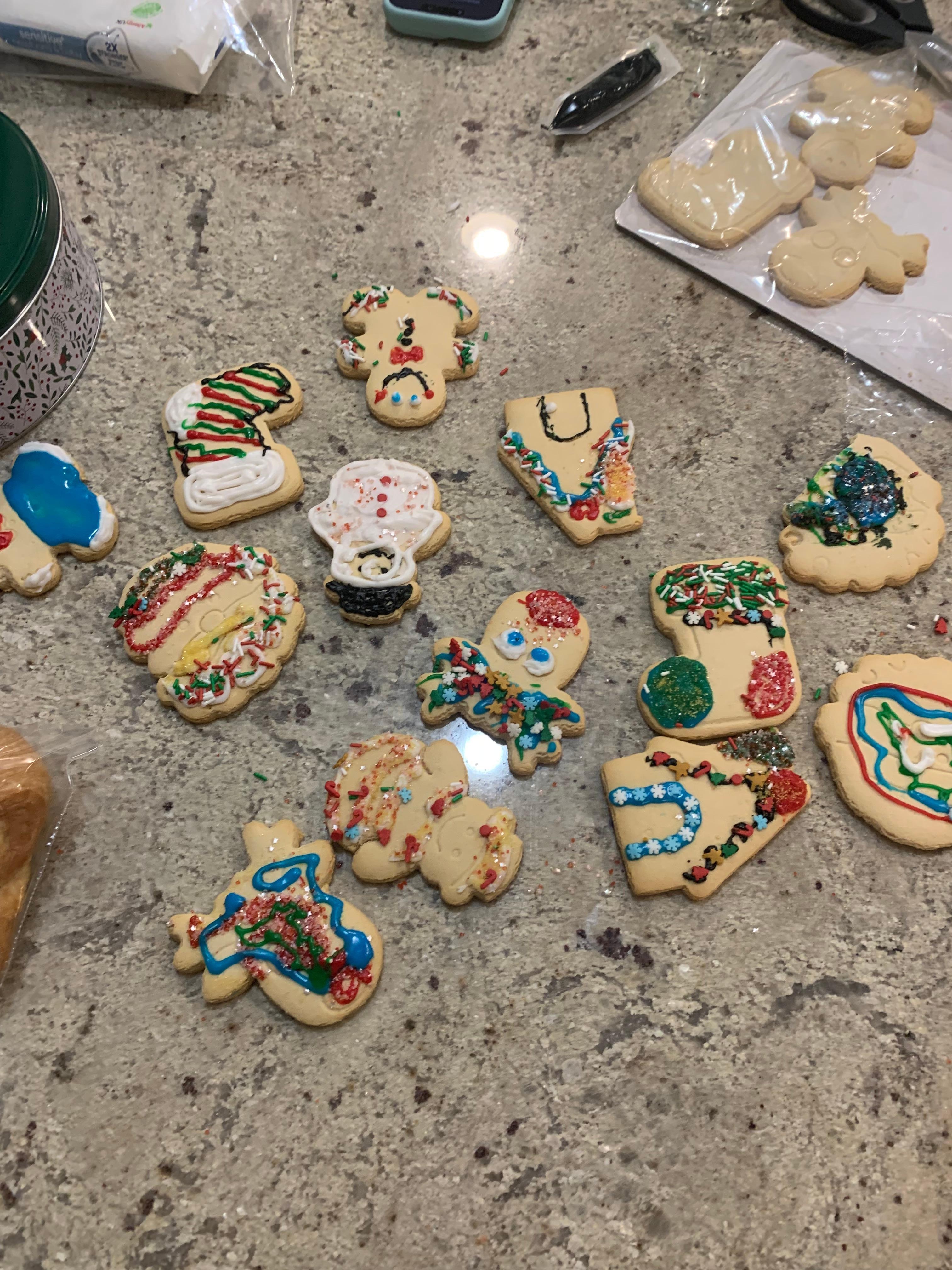 Decorating cookies for santa