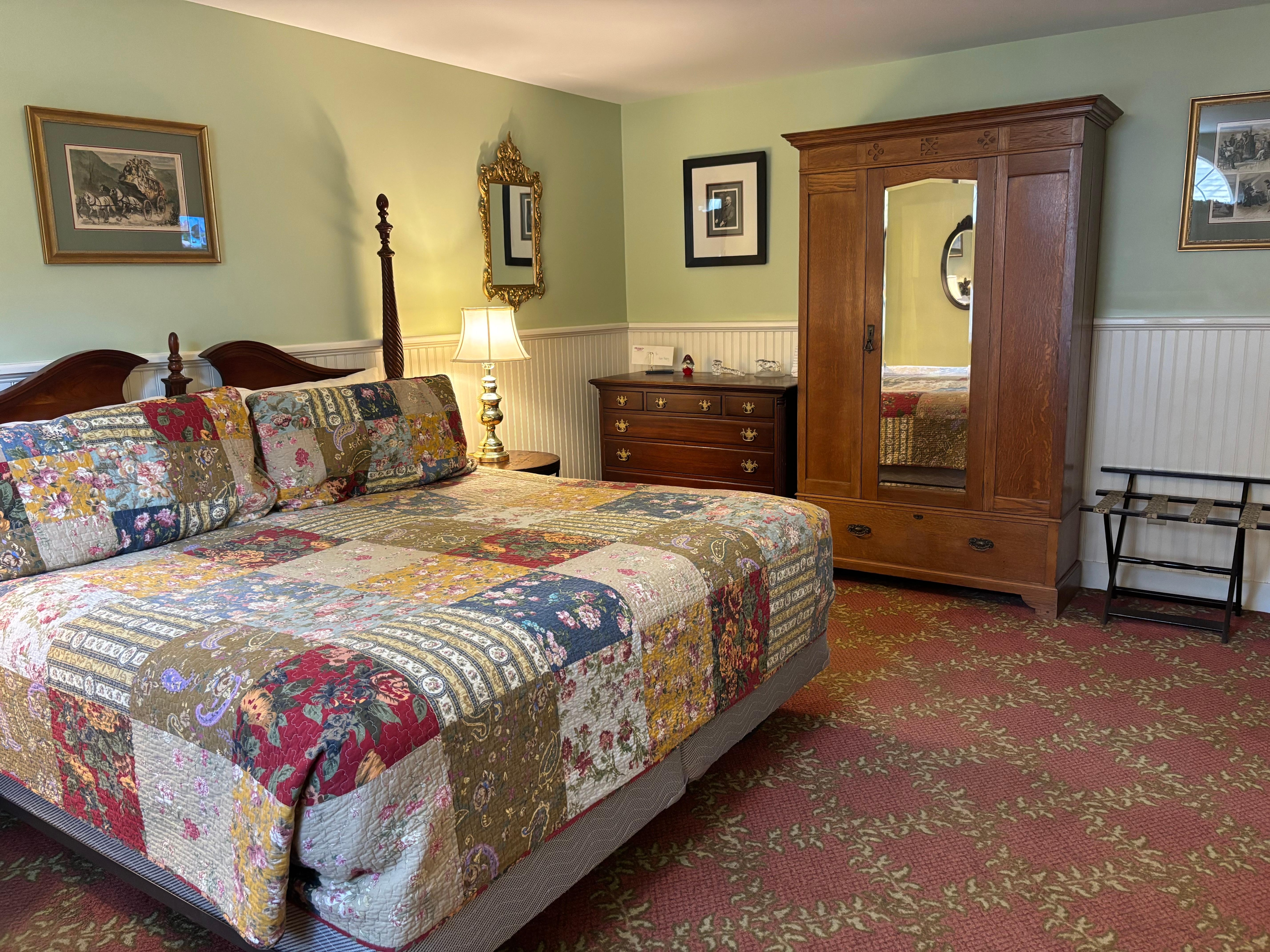 Antique
Furniture and a comfortable bed 