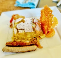 Day 1: Second Course - Dutch Apple Baby with Sausages and Asiago crumble