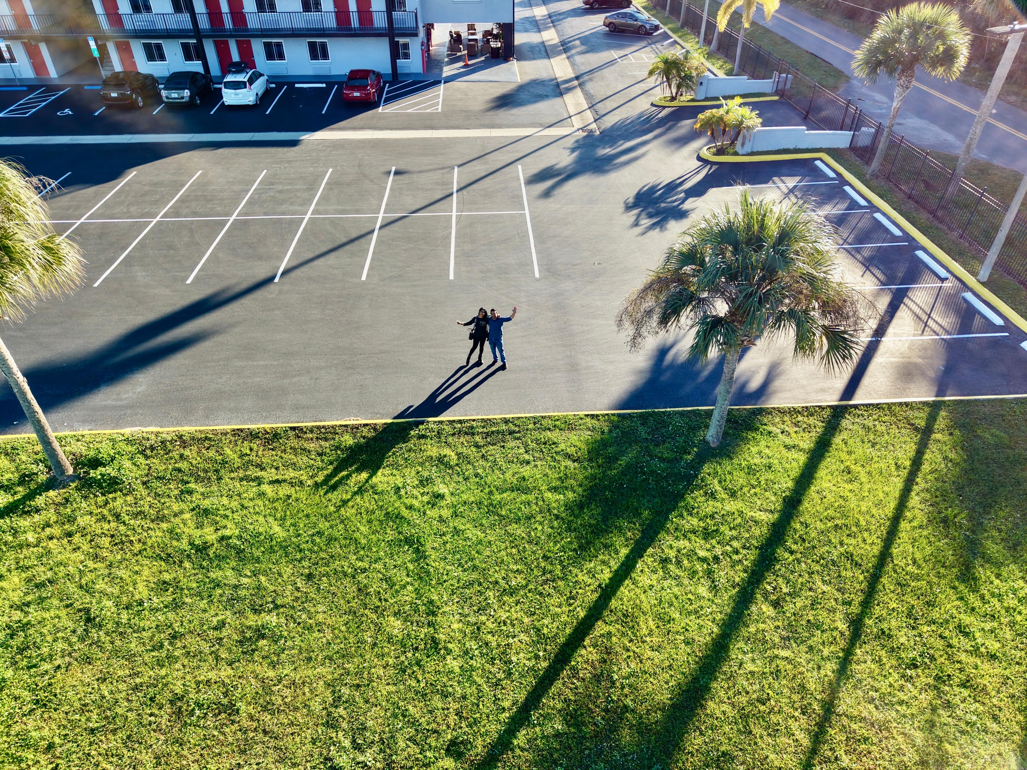 Parking lot with my wife before setting off for the day.