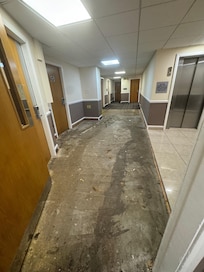 Top floor large area missing carpet with no sign or warning from staff.