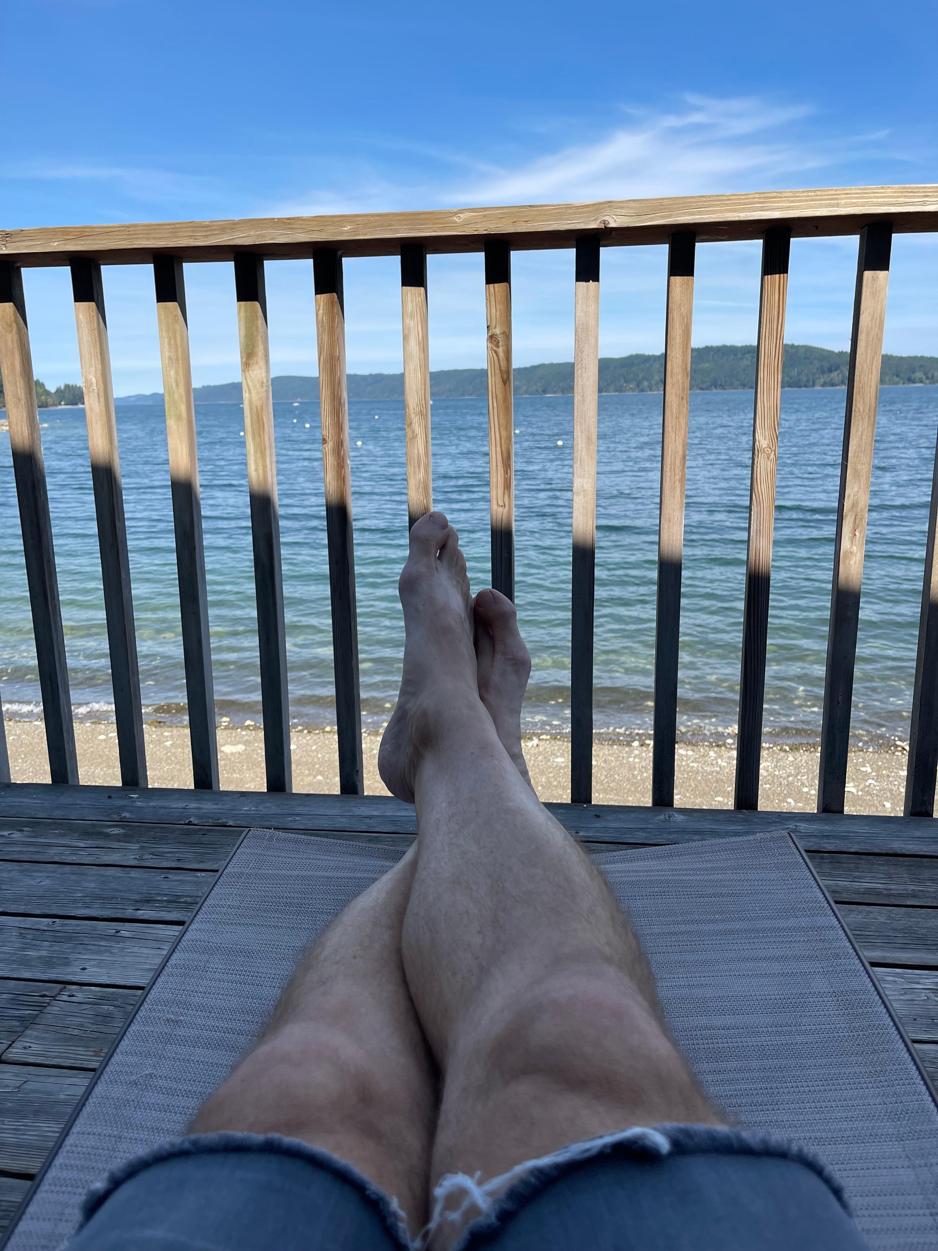 afternoon shade on the deck water is only about ten feet away from the deck lulling you into full relaxation 