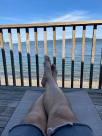 afternoon shade on the deck water is only about ten feet away from the deck lulling you into full relaxation