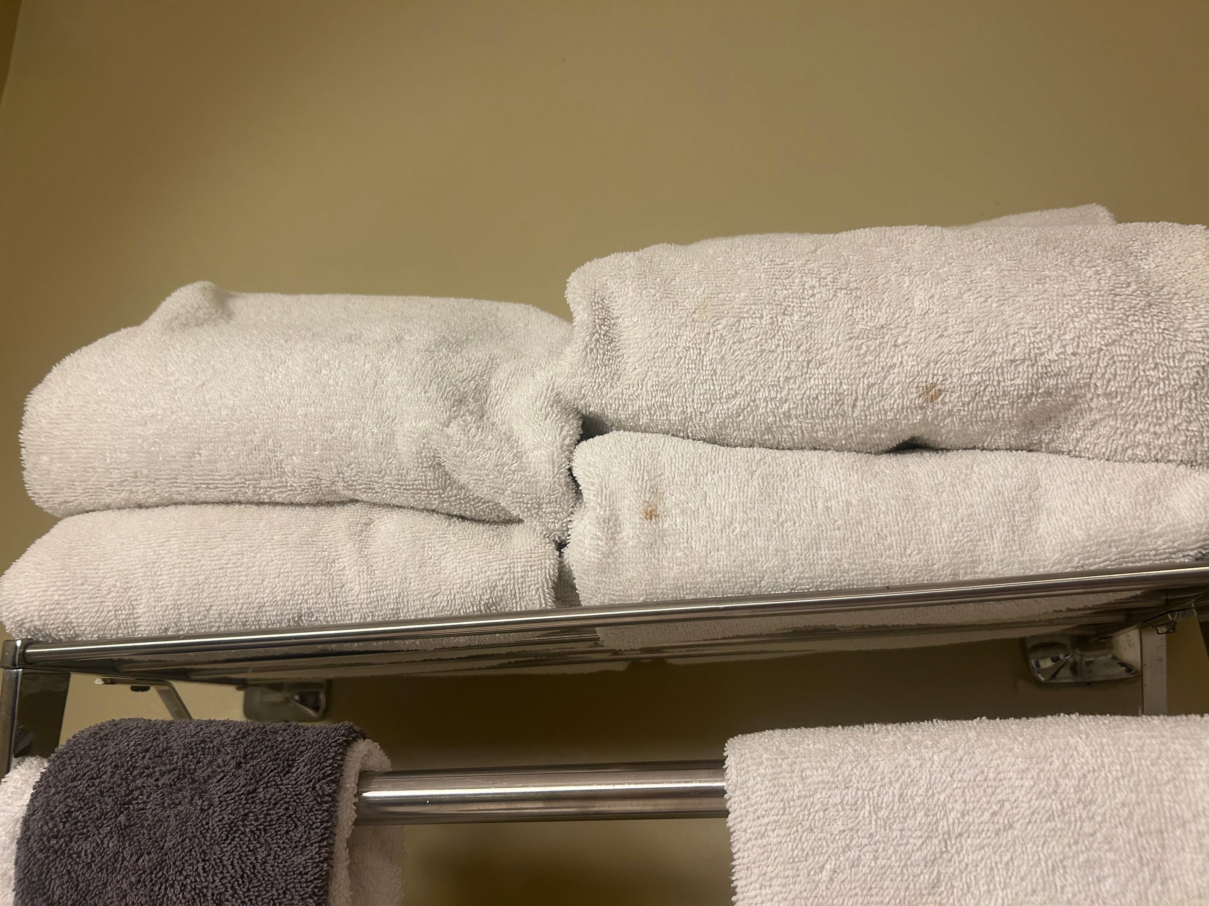 Towels were so stained I found 2 that weren’t and had a towel in the car