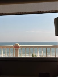 View of the beach from our room